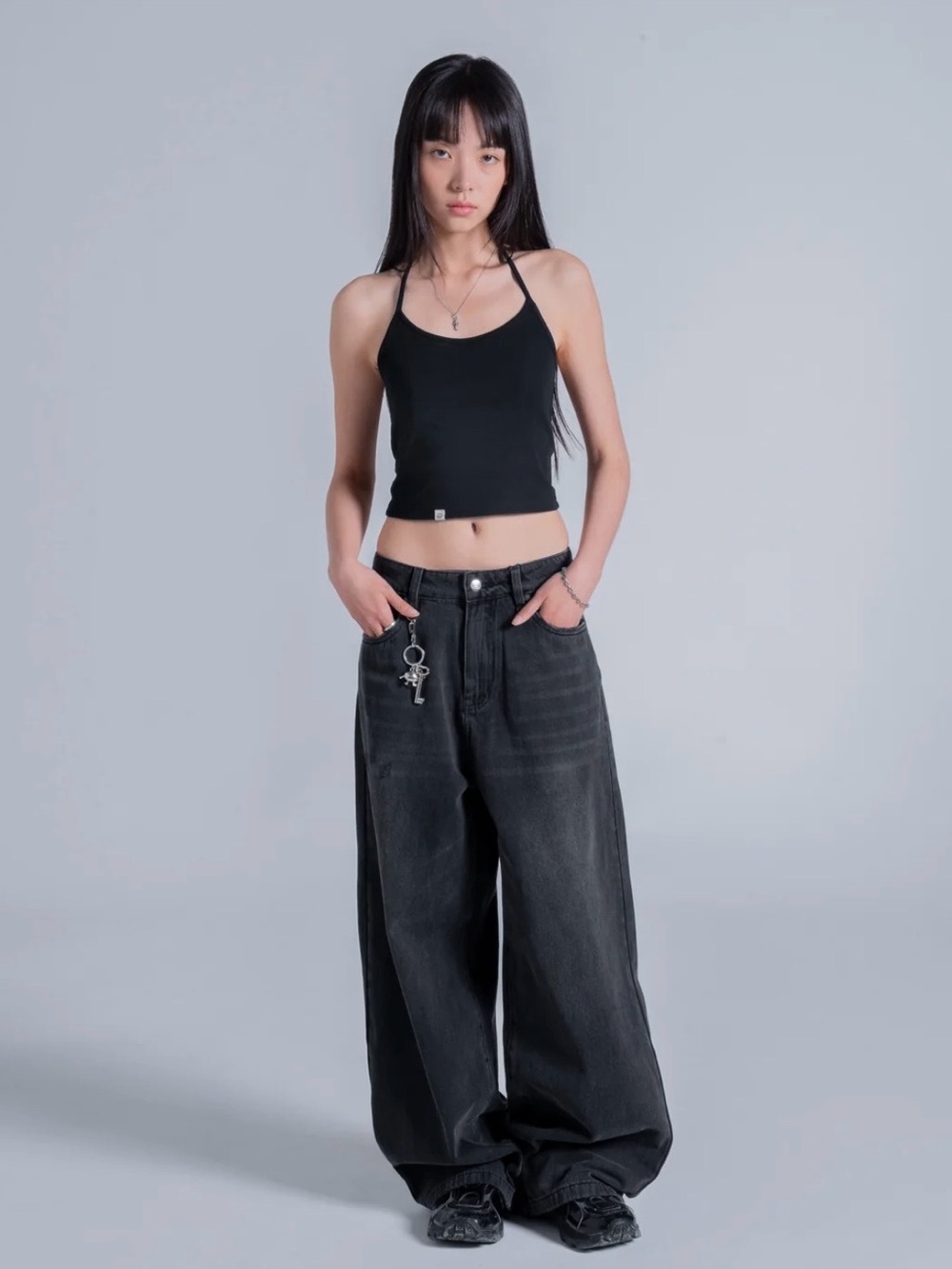 Men's/Women’s Wide-Leg Black Jeans - Durable Casual Style